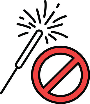 No sparkler or fireworks sign with sparkler firework pyrotechnic prohibited restricted activity