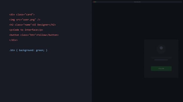 Programming code and user interface login animation sequence