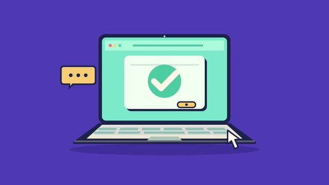 Laptop Screen Showing Question and Success Checkmark