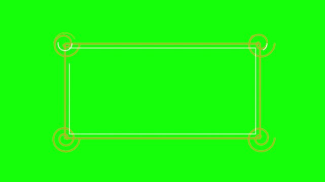 Green Screen Elegant Swirl Decorative Frame Animation with Corner Flourish Border Overlay Video