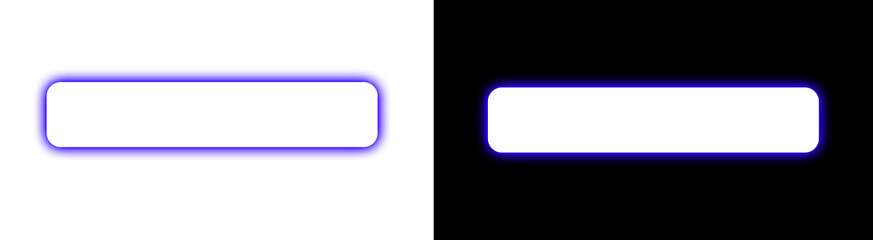 Obraz premium Rounded rectangular neon light frame with glowing blue border on transparent background for modern digital interface design and web UI.