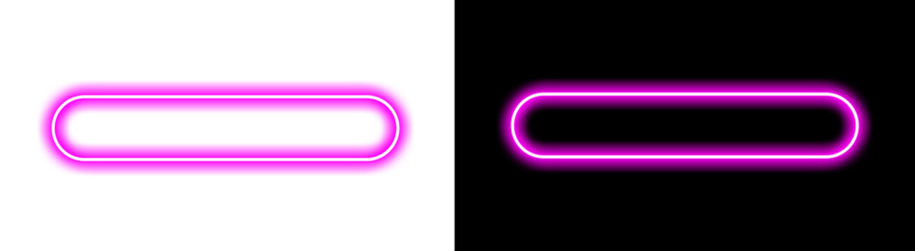 Rounded rectangular neon light frame with glowing pink border on transparent background for modern digital interface design and web UI.