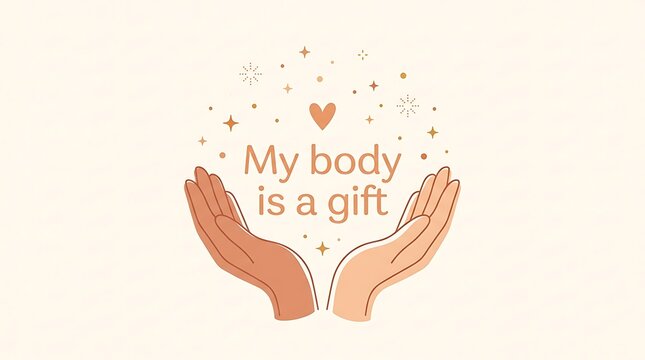 Positive body appreciation illustration with uplifting hands and