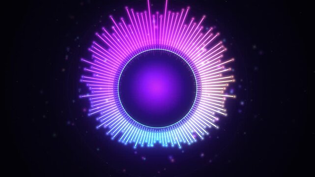 Glowing colorful audio equalizer circle spectrum music visualizer loop