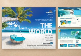 Travel Agent Catalog Template, Landscape Tour Brochure & Travel Agency Catalogue Layout for Vacation Packages and Tourism Marketing