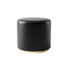Fototapeta premium Black cylindrical speaker on wooden surface isolated on transparent background