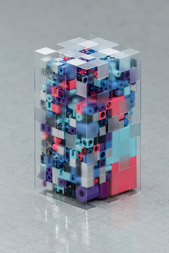 Modular 3d data structure in transparent glass cube