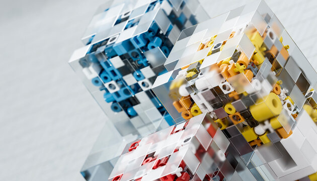 Abstract modular 3d data structure with transparent cube