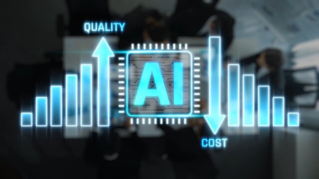 Visual Representation of AI Impact on Quality and Cost Metrics in Business Environment for Stock Photo Use Sigmoid