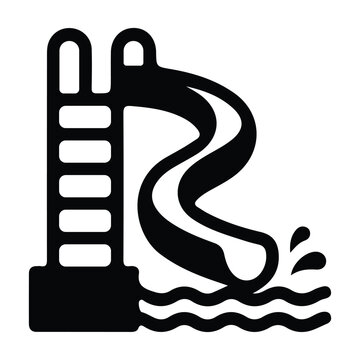 Water Slide Icon for Aquatic Recreation and Summer Fun
