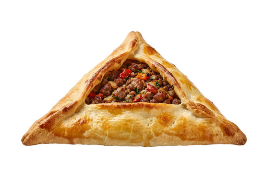 Triangular meat pie pastry isolated on transparent background