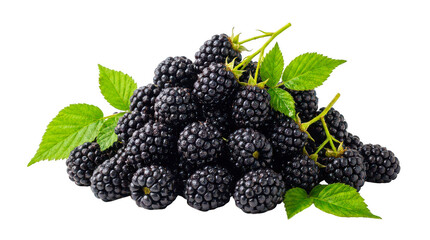 Fresh pile of ripe blackberries isolated on transparent background © Mojibar