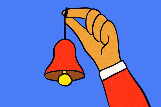 Hand holding Christmas bell festive vector illustration