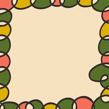Mid-century modern geometric abstract border with copy space