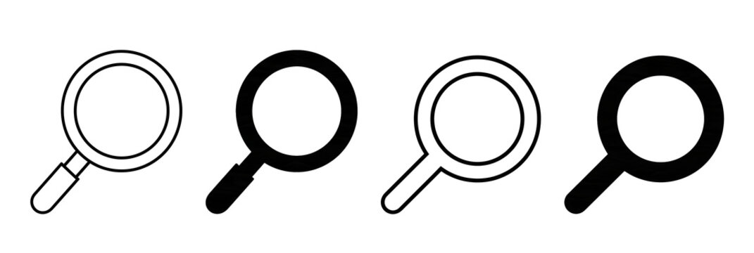 Set of four magnifying glass icons for search and discovery interface