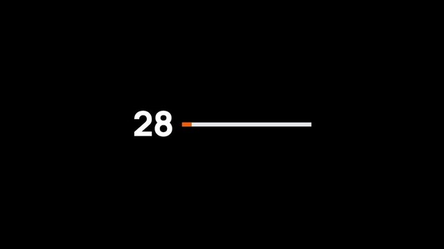 Thirty second countdown timer animation with orange progress bar on black