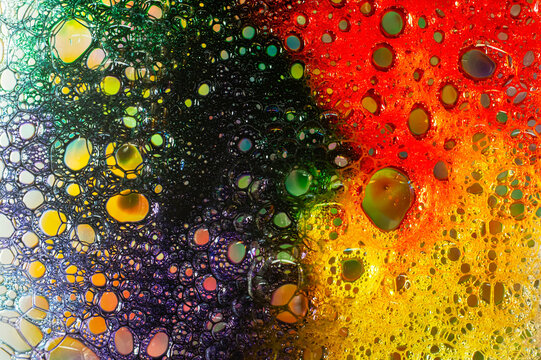 Colorful abstract oil and water bubble texture background