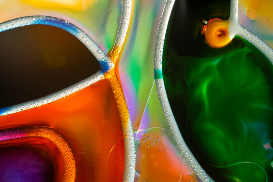 Colorful abstract oil and water texture with bubbles