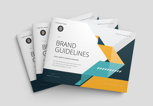 Brand Guidelines Layout Template with Teal and Yellow Accents