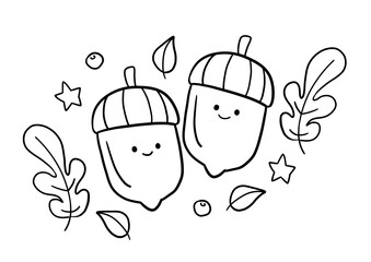 Acorn Autumn Coloring Worksheet © Crayons and Clips