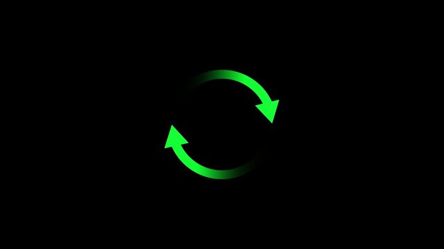 Circle arrow refresh and reload icon animation with loading progress on black background. refresh icon video motion 4k.