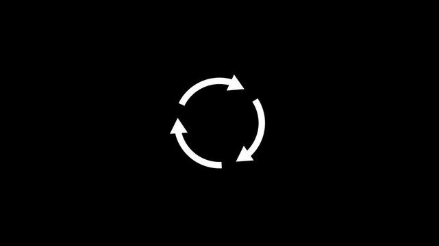 Circle arrow refresh and reload icon animation with progress loading bar, circular rotation symbol on a transparent background.4k quality animation video.