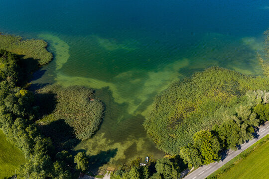 The beauty of the landscape, the amazing colors of Lake Kłodno. Kashubia, Poland.