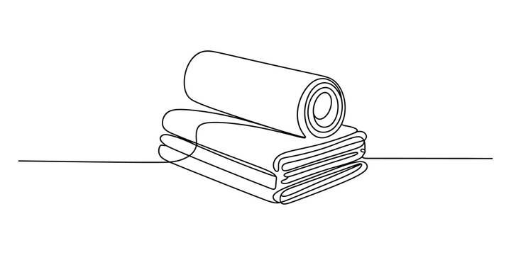 Continuous line drawing of a folded textile fabric roll