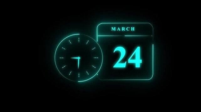 Modern digital clock showing 24 hour time on futuristic screen