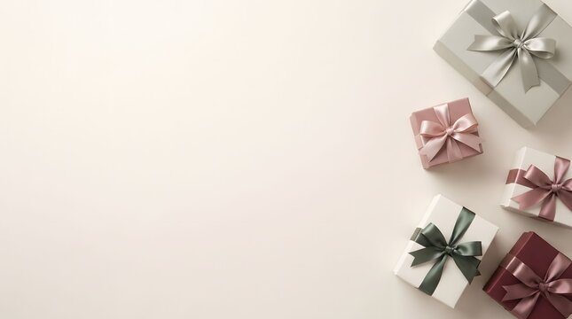Pink gift box with decorative bow and flowers