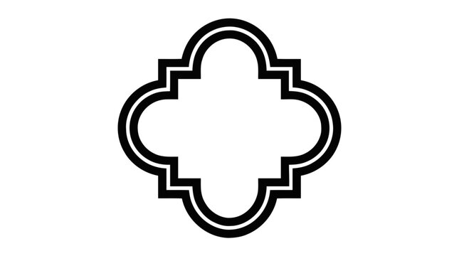 Vector illustration of quatrefoil frame decorative shape icon on a transparent background