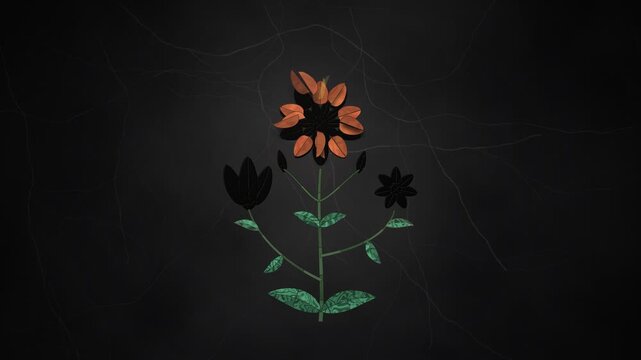 Pietra Dura Floral Stone Inlay Assembling in Black Marble Animation