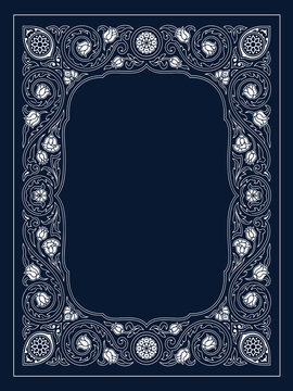 Vintage floral frame with ornate decorative border