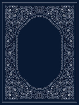Ornate vintage book cover frame vector illustration