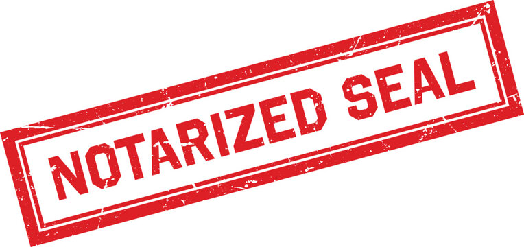 A red grunge rubber stamp mark with the text Notarized Seal for official document validation