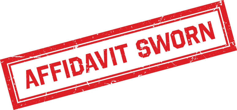 A weathered red rubber office stamp with affidavit sworn text for legal and official administrative documentation