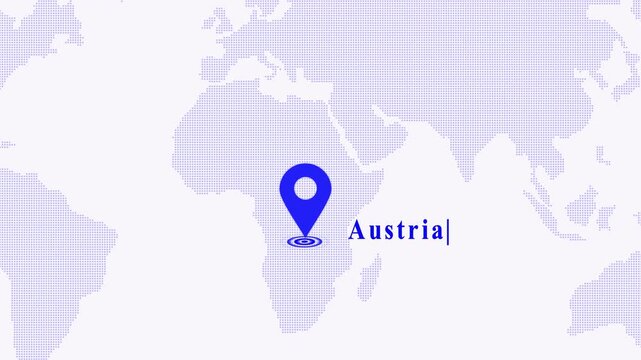 Blue location pin icon on world map
