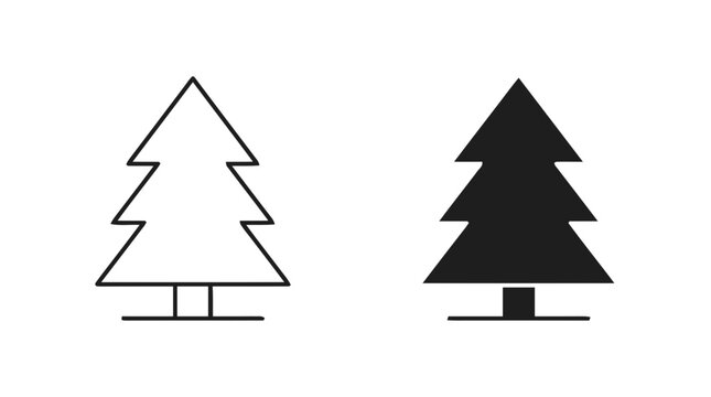 Vector illustration of set of two simple pine tree icons on a transparent background