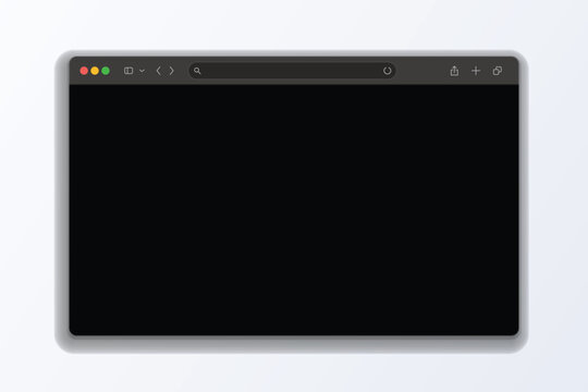 Single dark mode web browser window template with tabbed navigation for modern app interface.