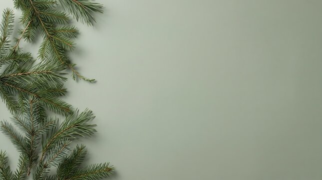 A festive christmas scene featuring a lush green garland and a soft neutral background