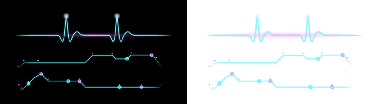 Futuristic hud cardiogram pulse monitor lines with glowing digital peaks sci fi ecg line heart rate abstract