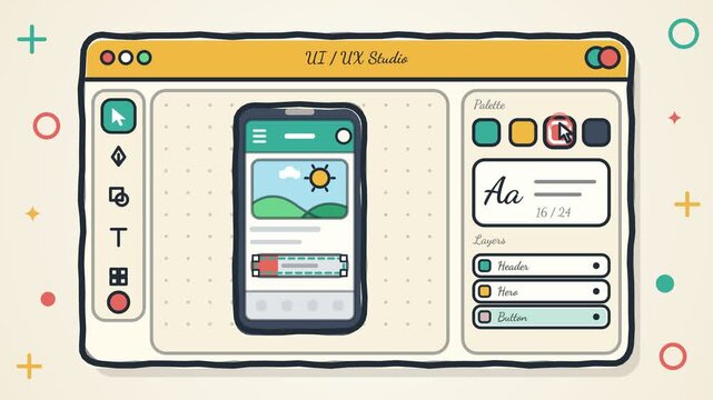 Mobile App UI UX Design Animation Featuring Wireframe Prototype Workflow Process And Interface Creative Concept Development For Digital Application