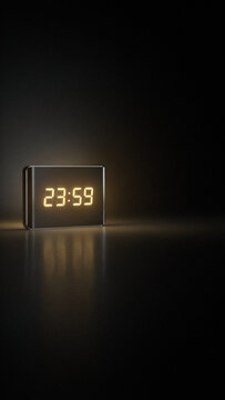 A digital clock displaying 23:59, representing the final minute of the day or approaching midnight.