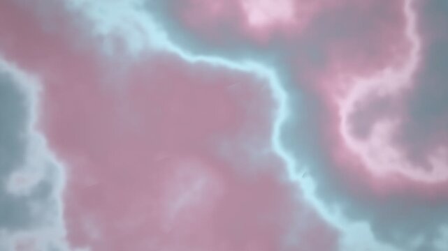 Abstract swirling pink and blue clouds with glowing lightning streaks in a dynamic motion