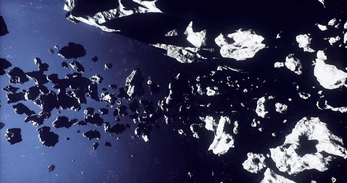 Jagged debris and shattered plates orbiting in silent vacuum, aftermath of satellite collision, scattered panels and fragments float under faint starlight,