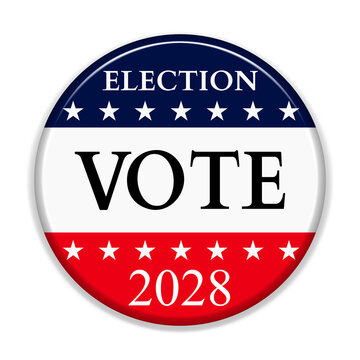 2028 Election Vote Button Badge With American Stars Stripes Patriotic Campaign Icon