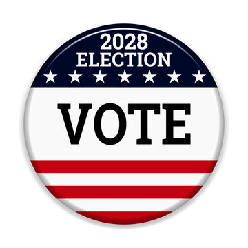 2028 Election Vote Button Badge With American Stars Stripes Patriotic Campaign Icon