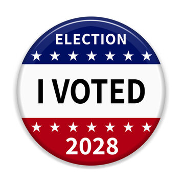 I Voted 2028 Election Button Badge - Patriotic American Voting Sticker for Civic Participation