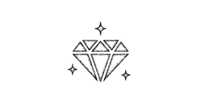 Sketch diamond achievement icon animation - smooth progressive reveal