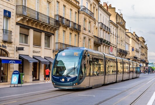 Alstom Citadis 402 tram in Bordeaux, France on June 12, 2015.